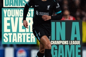 前途光明，19岁小将丹斯是利物浦队史欧冠首发最年轻球员