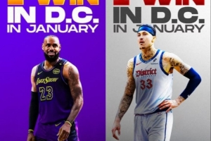 😂一头一尾！美媒调侃詹姆斯和库兹马1月份在华盛顿都赢了1场球