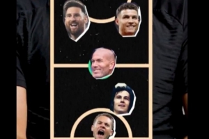 凯恩列历史梦幻5人队：首选梅西，C罗、贝肯鲍尔、诺伊尔、齐达内