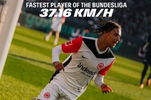 37.16公里/小时！法兰克福前锋巴霍亚创造德甲历史最快速度纪录