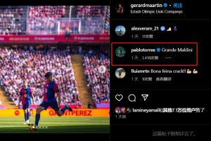 杰拉德-马丁发文庆祝胜利，巴勃罗-托雷调侃：伟大的马尔蒂尼