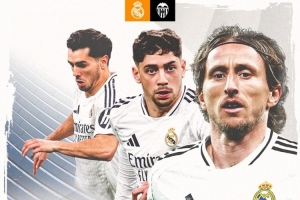 皇马发布对阵瓦伦西亚海报：莫德里奇、巴尔韦德、迪亚斯出镜