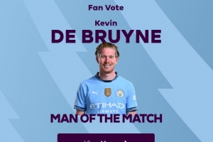 实至名归!英超官方：德布劳内当选曼城5-2水晶宫球迷票选全场最佳