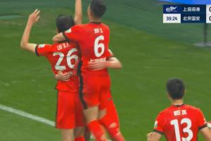 越打越好！刘若钒第39分钟头球破门打进赛季第2球，海港1-0国安