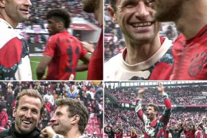 冠军太多了😂拜仁遭绝平无缘提前夺冠，穆勒有说有笑安慰凯恩