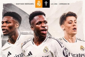 皇马发布对阵塞尔塔海报：维尼修斯、居勒尔、琼阿梅尼出镜