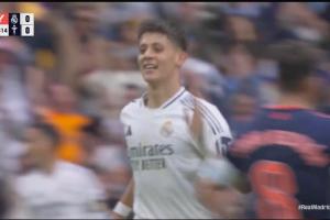 居勒尔区域！居勒尔小角度世界波轰入死角，皇马1-0领先塞尔塔