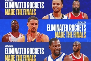 数据不会说谎？勇士第五次淘汰火箭 前四次全部打进了总决赛😝