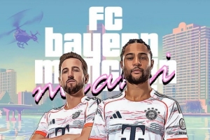 预热世俱杯，拜仁晒GTA6风格海报：凯恩、格纳布里出镜
