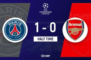 半场-巴黎暂1-0阿森纳 法比安世界波K77中柱 多纳鲁马屡献神扑