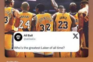 勾科魔詹奥帅！美媒提问：谁是湖人队史最伟大球员？奥尼尔转发