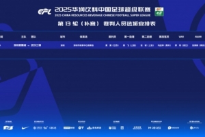 深圳新鹏城vs武汉三镇补赛裁判：黄翼主裁判，邢琦VAR