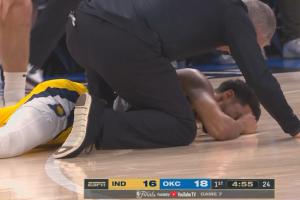 官方消息：哈利伯顿右小腿部位受伤退出今日比赛！