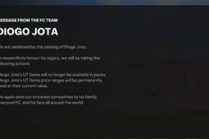 FC25悼念若塔：出于尊重，若塔UT卡将不再出现在卡包中&数值锁定