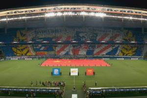 申花德比战TIFO揭秘：申花三原色+两版队徽 策划用了近2个月时间