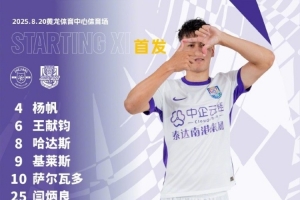 中超联赛第23轮客战浙江队，天津津门虎首发出炉！