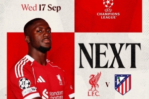 利物浦发布欧冠对阵马竞海报：科纳特单人出镜