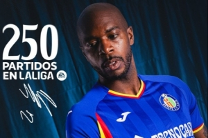 37岁后卫恩约姆达成西甲250场里程碑，赫塔费晒海报为其纪念