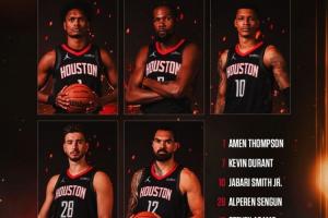 继续双塔！火箭揭幕战首发：阿门、杜兰特、小史、申京、亚当斯